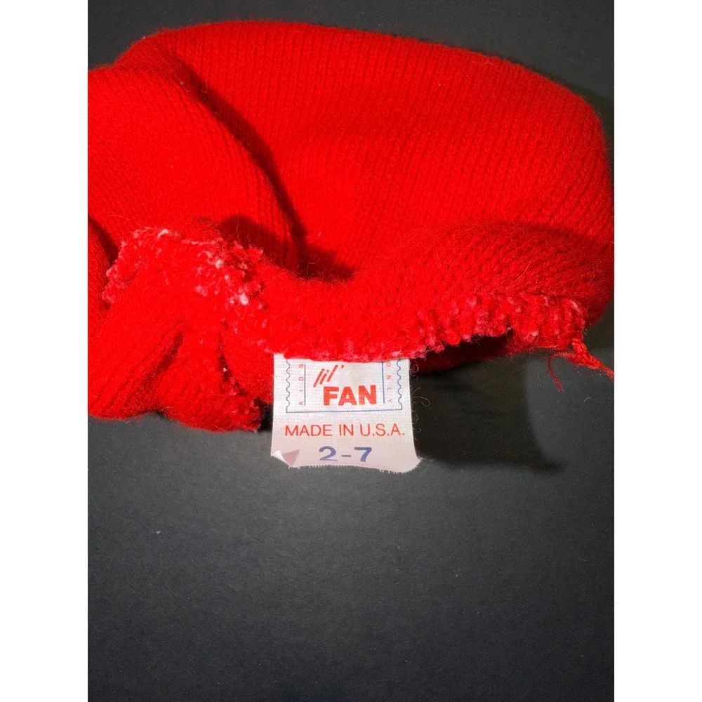 Vintage Lil Fan Texas Tech Red Raiders Beanie Striped Knit Cap USA Sz 2-7